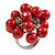 Red Faux Pearl Bead Cluster Ring in Silver Tone Metal - Adjustable 7/8 - view 4