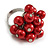 Red Faux Pearl Bead Cluster Ring in Silver Tone Metal - Adjustable 7/8 - view 5