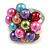 Multicoloured Faux Pearl Bead Cluster Ring in Silver Tone Metal - Adjustable 7/8 - view 4