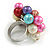Multicoloured Faux Pearl Bead Cluster Ring in Silver Tone Metal - Adjustable 7/8 - view 6