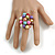 Multicoloured Faux Pearl Bead Cluster Ring in Silver Tone Metal - Adjustable 7/8 - view 2