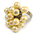 Pale Yellow Faux Pearl Bead Cluster Ring in Silver Tone Metal - Adjustable 7/8 - view 6