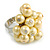 Pale Yellow Faux Pearl Bead Cluster Ring in Silver Tone Metal - Adjustable 7/8 - view 7