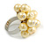 Pale Yellow Faux Pearl Bead Cluster Ring in Silver Tone Metal - Adjustable 7/8 - view 4