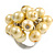 Pale Yellow Faux Pearl Bead Cluster Ring in Silver Tone Metal - Adjustable 7/8