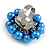 Blue Faux Pearl Bead Cluster Ring in Silver Tone Metal - Adjustable 7/8 - view 5