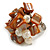 Burnt Orange Sea Shell Nugget and Cream Faux Freshwater Pearl Cluster Silver Tone Ring - 7/8 Size - Adjustable - view 3