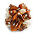 Burnt Orange Sea Shell Nugget and Cream Faux Freshwater Pearl Cluster Silver Tone Ring - 7/8 Size - Adjustable - view 4
