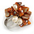Burnt Orange Sea Shell Nugget and Cream Faux Freshwater Pearl Cluster Silver Tone Ring - 7/8 Size - Adjustable - view 5