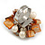 Burnt Orange Sea Shell Nugget and Cream Faux Freshwater Pearl Cluster Silver Tone Ring - 7/8 Size - Adjustable - view 6