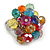 Multicoloured Glass Bead Cluster Ring in Silver Tone Metal - Adjustable 7/8 - view 4