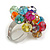 Multicoloured Glass Bead Cluster Ring in Silver Tone Metal - Adjustable 7/8 - view 5