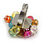 Multicoloured Glass Bead Cluster Ring in Silver Tone Metal - Adjustable 7/8 - view 6