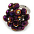 Chameleon Purple Glass Bead Cluster Ring in Silver Tone Metal - Adjustable 7/8 - view 3