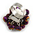 Chameleon Purple Glass Bead Cluster Ring in Silver Tone Metal - Adjustable 7/8 - view 6