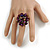 Chameleon Purple Glass Bead Cluster Ring in Silver Tone Metal - Adjustable 7/8 - view 2