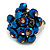 Electric Blue Glass Bead Cluster Ring in Silver Tone Metal - Adjustable 7/8 - view 3