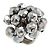 Hematite Grey Glass Bead Cluster Ring in Silver Tone Metal - Adjustable 7/8