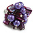 Shell Nugget and Faux Pearl Cluster Bead Silver Tone Ring in Purple - 7/8 Size - Adjustable - view 2