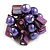 Shell Nugget and Faux Pearl Cluster Bead Silver Tone Ring in Purple - 7/8 Size - Adjustable - view 4