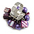 Shell Nugget and Faux Pearl Cluster Bead Silver Tone Ring in Purple - 7/8 Size - Adjustable - view 5