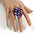 Shell Nugget and Faux Pearl Cluster Bead Silver Tone Ring in Purple - 7/8 Size - Adjustable - view 3