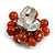 Brown Ceramic Bead Cluster Ring in Silver Tone Metal - Adjustable 7/8 - view 4