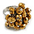 Bronze Coloured Glass Bead Cluster Ring in Silver Tone Metal - Adjustable 7/8 - view 2