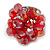 Red Glass Bead Cluster Ring in Silver Tone Metal - Adjustable 7/8 - view 4