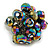 Peacock Glass Bead Cluster Ring in Silver Tone Metal - Adjustable 7/8