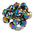 Peacock Glass Bead Cluster Ring in Silver Tone Metal - Adjustable 7/8 - view 2