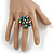 Peacock Glass Bead Cluster Ring in Silver Tone Metal - Adjustable 7/8 - view 3