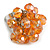 Orange Glass Bead Cluster Ring in Silver Tone Metal - Adjustable 7/8