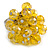 Lemon Yellow Glass Bead Cluster Ring in Silver Tone Metal - Adjustable 7/8