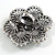 60mm Large Layered Crystal Flower Ring In Aged Silver Tone/  Adjustable - view 4