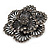 60mm Large Layered Crystal Flower Ring In Aged Silver Tone/  Adjustable - view 8