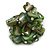 Green Sea Shell Nugget Cluster Silver Tone Ring - 7/8 Size - Adjustable - view 4