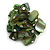 Green Sea Shell Nugget Cluster Silver Tone Ring - 7/8 Size - Adjustable