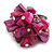 Fuchsia Pink Sea Shell Nugget Cluster Silver Tone Ring - 7/8 Size - Adjustable
