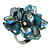 Turquoise Blue Sea Shell Nugget Cluster Silver Tone Ring - 7/8 Size - Adjustable