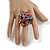 Multicoloured Sea Shell Nugget Cluster Silver Tone Ring - 7/8 Size - Adjustable - view 3