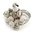 Cream/Pale Pink/Transparent Glass/Ceramic Bead Cluster Ring in Silver Tone Metal - Adjustable 7/8 - view 4
