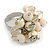 Cream/Pale Pink/Transparent Glass/Ceramic Bead Cluster Ring in Silver Tone Metal - Adjustable 7/8 - view 2