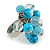 Transparent Glass and Light Blue Ceramic Bead Cluster Ring in Silver Tone Metal - Adjustable 7/8 - view 4