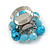 Transparent Glass and Light Blue Ceramic Bead Cluster Ring in Silver Tone Metal - Adjustable 7/8 - view 5