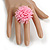 45mm Diameter Baby Pink Glass Bead Flower Stretch Ring/ Size S/M - view 3