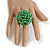 40mm Diameter/Mint Green Glass Bead Layered Flower Flex Ring/ Size M/L - view 3