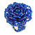 35mm Diameter/ Royal Blue/Iridescent Glass Bead Layered Flower Flex Ring/ Size M