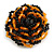 35mm Diameter/Pumpkin Orange/Black Glass Bead Layered Flower Flex Ring/ Size S/M - view 7