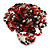 40mm Diameter/Black/Red/Transparent Glass Bead Layered Flower Flex Ring/ Size S/M